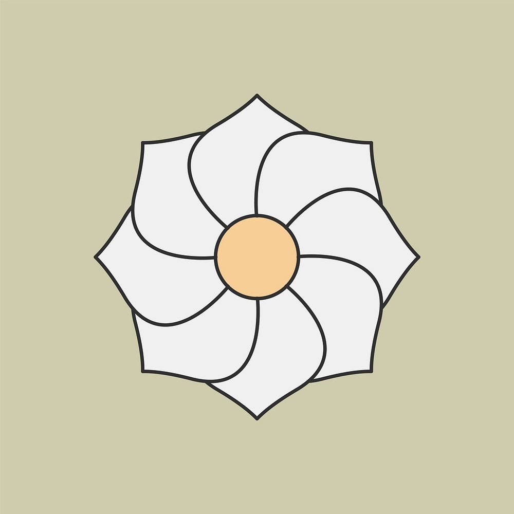 Flower ornament, minimal retro graphic illustration, collage element vector