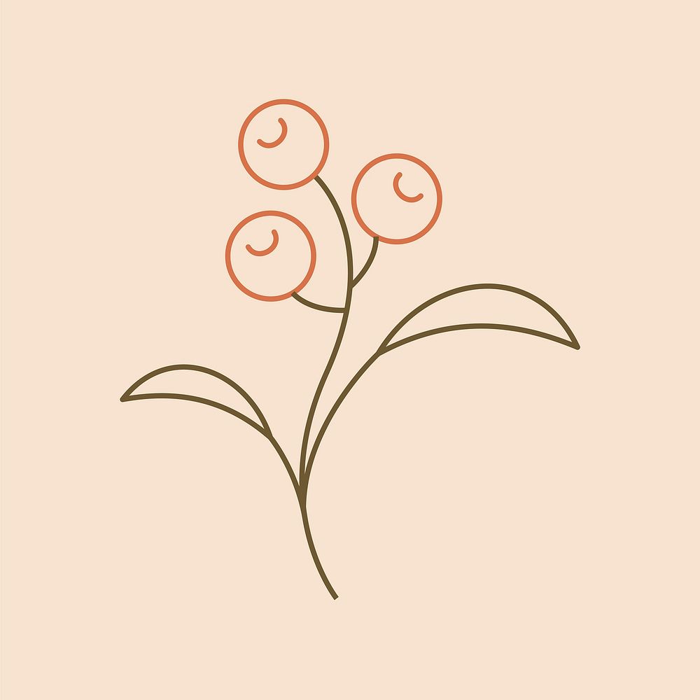 Plant element illustration, minimal botanical design vector