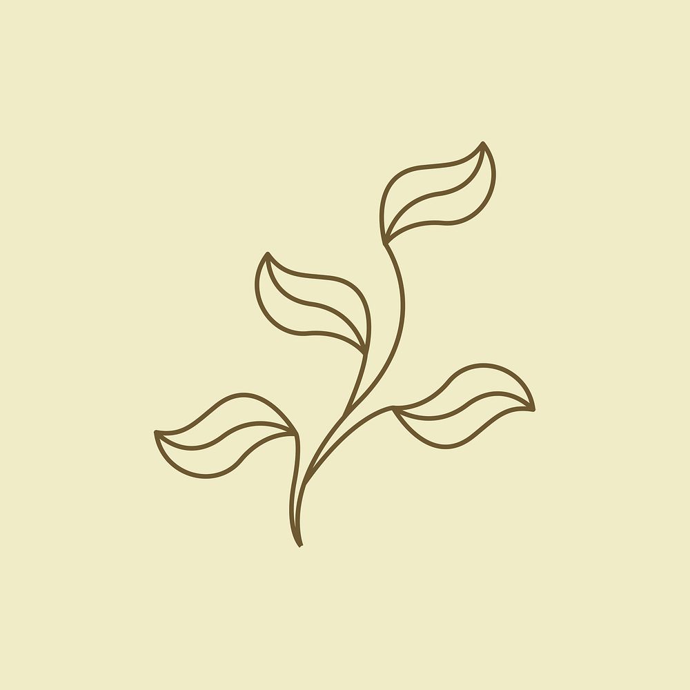 Botanical element illustration, simple plant design psd