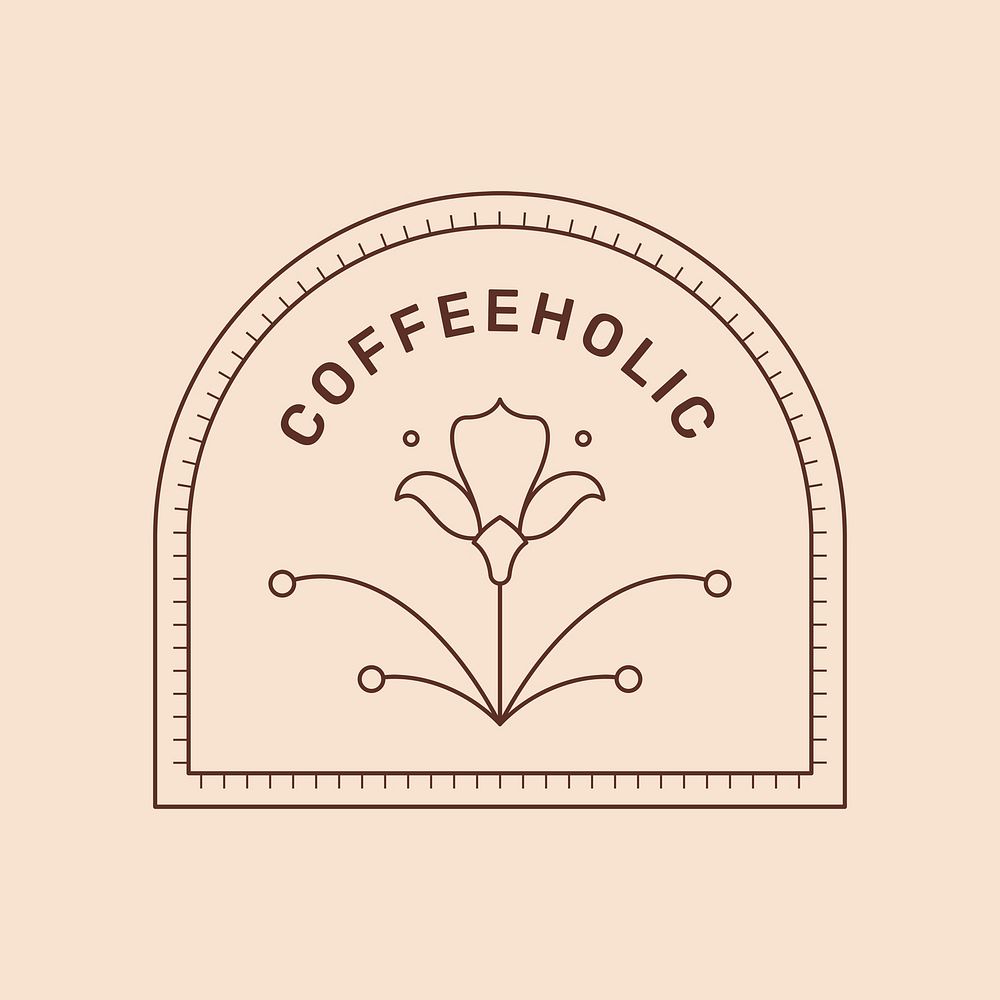 Aesthetic logo template, Coffeeholic, simple retro design, branding icon for professional business psd