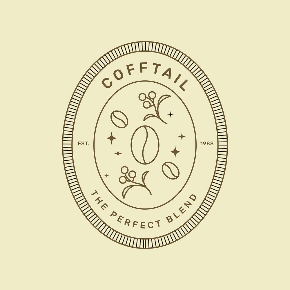 Cafe business logo template, Cofftail, simple business branding design vector