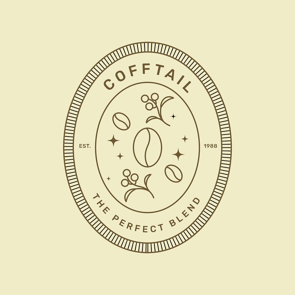 Minimal coffee logo template, Cofftail, professional business branding graphic psd