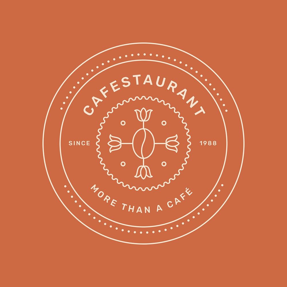 Creative logo template, Cafestaurant, minimal orange retro design, branding icon for professional business vector