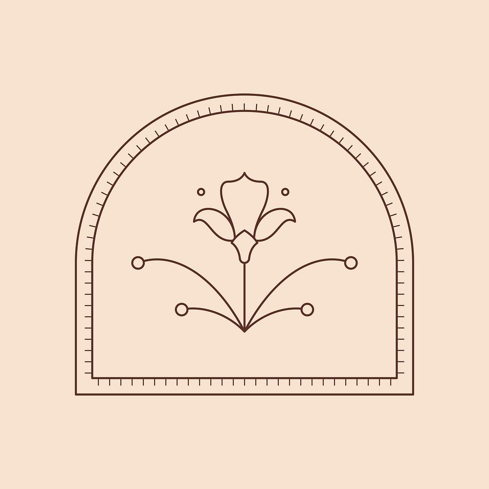 Simple badge, floral ornament, simple design illustration