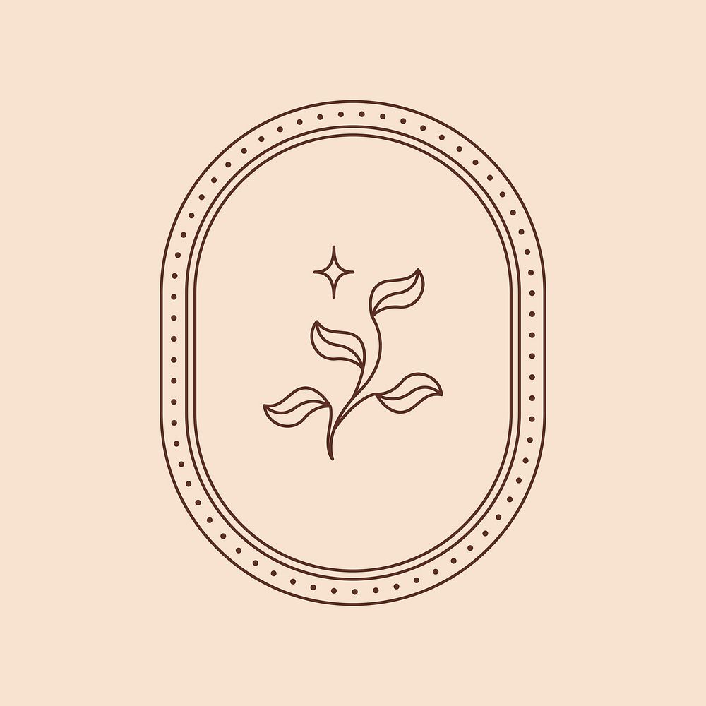 Aesthetic retro badge, flower ornament, minimal design illustration