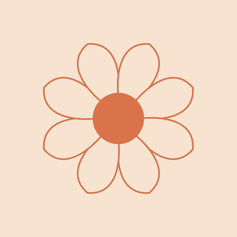 Simple floral ornament, minimal graphic illustration, collage element psd