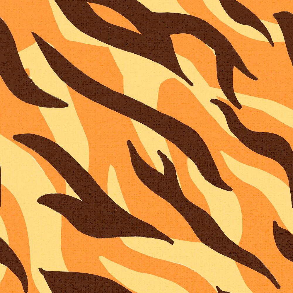 Tiger pattern orange background seamless, social media post