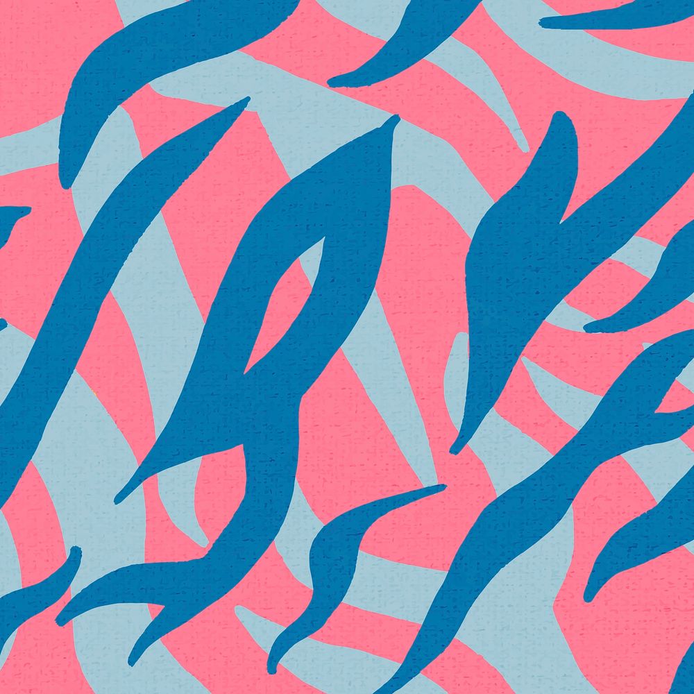 Tiger pattern background blue & pink seamless, social media post vector