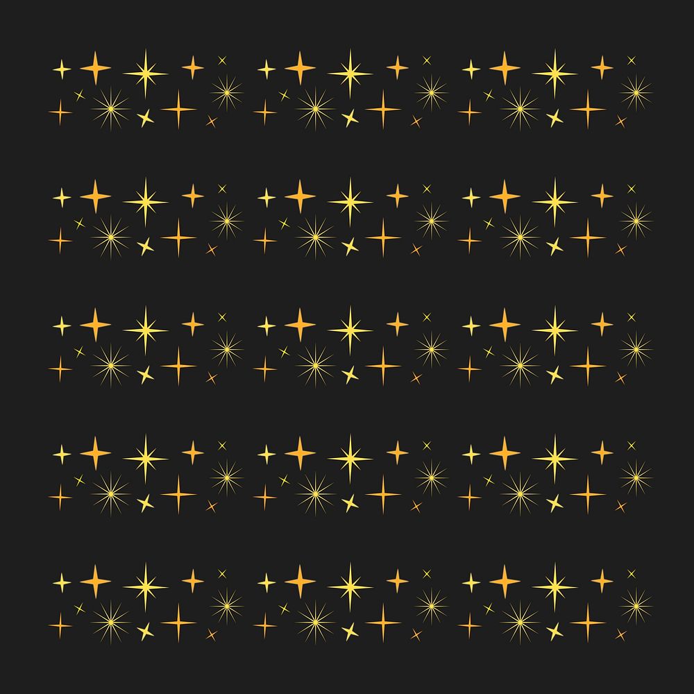 Sparkling star pattern illustrator brush, festive gold vector add-on set