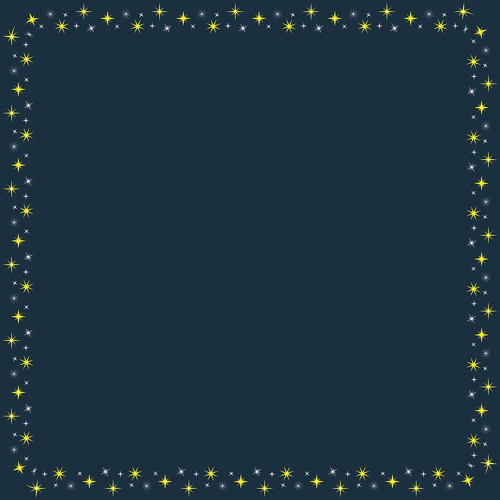Gold stars frame, festive dark background, design borders vector