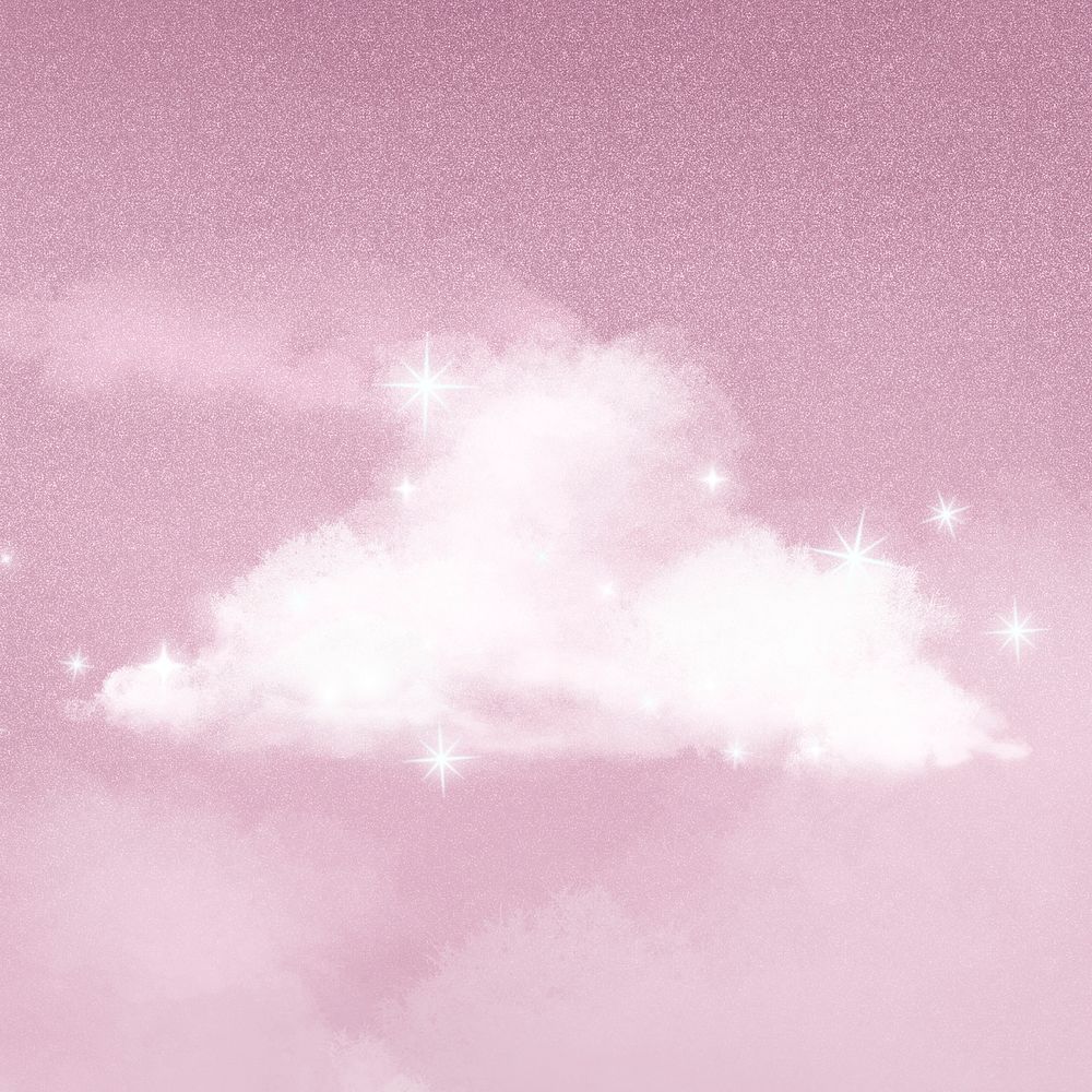 Pink aesthetic sky background, glittering stars design