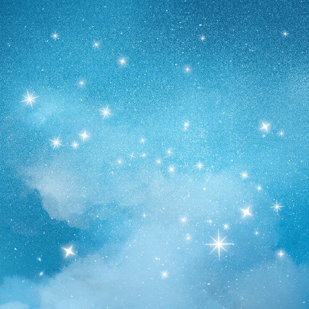 Starry night sky background, glittering design in blue background