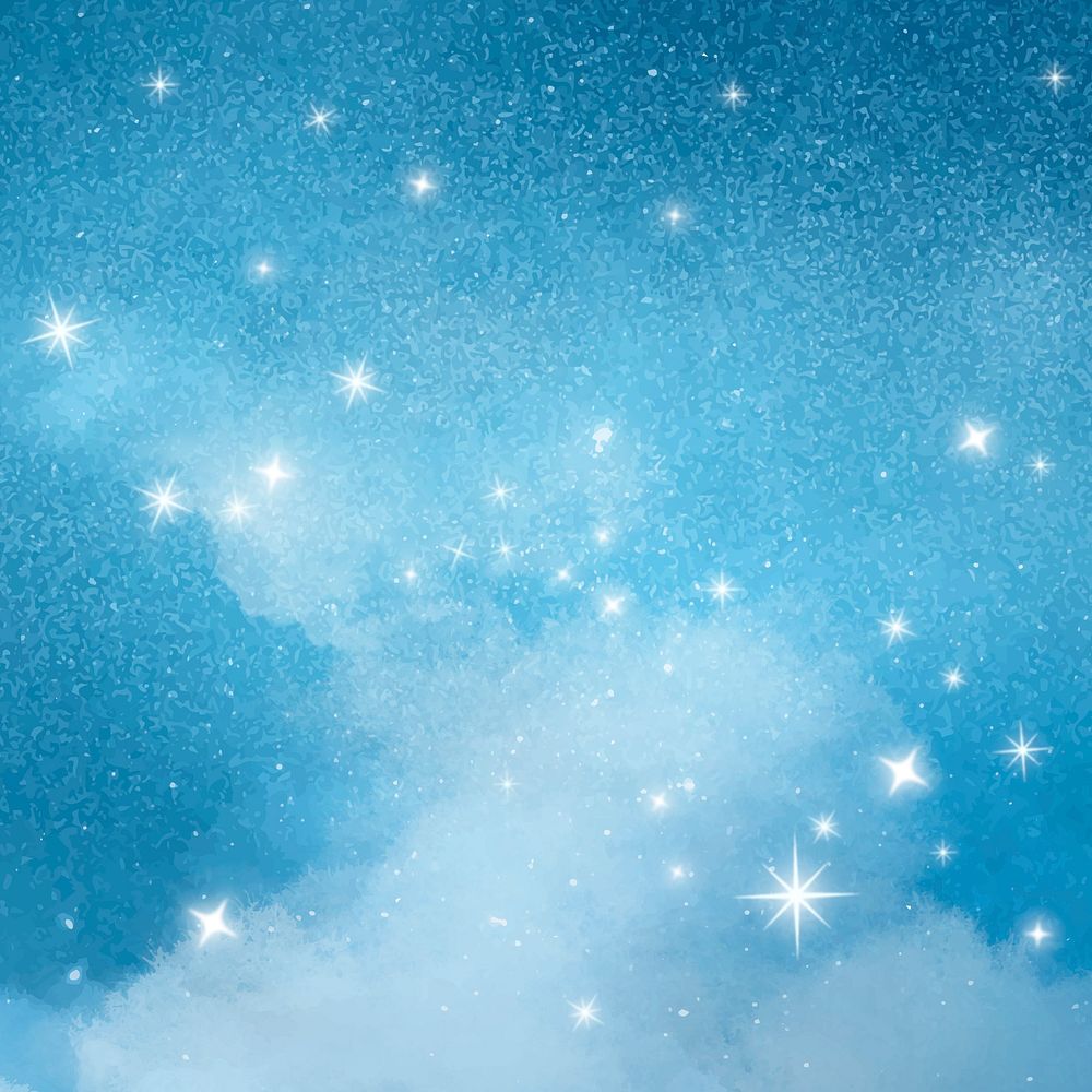 Starry night sky background, glittering design in blue background vector