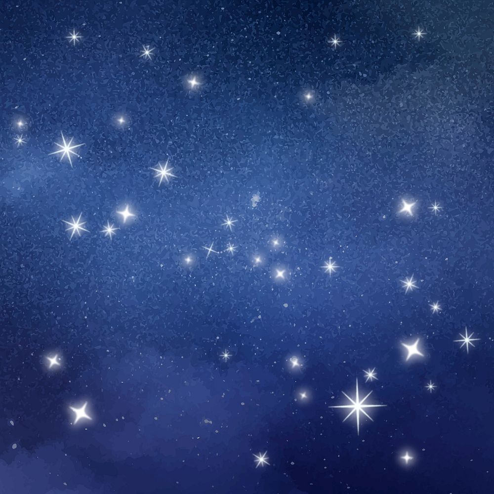 Starry night sky background, glittering design in dark blue background vector