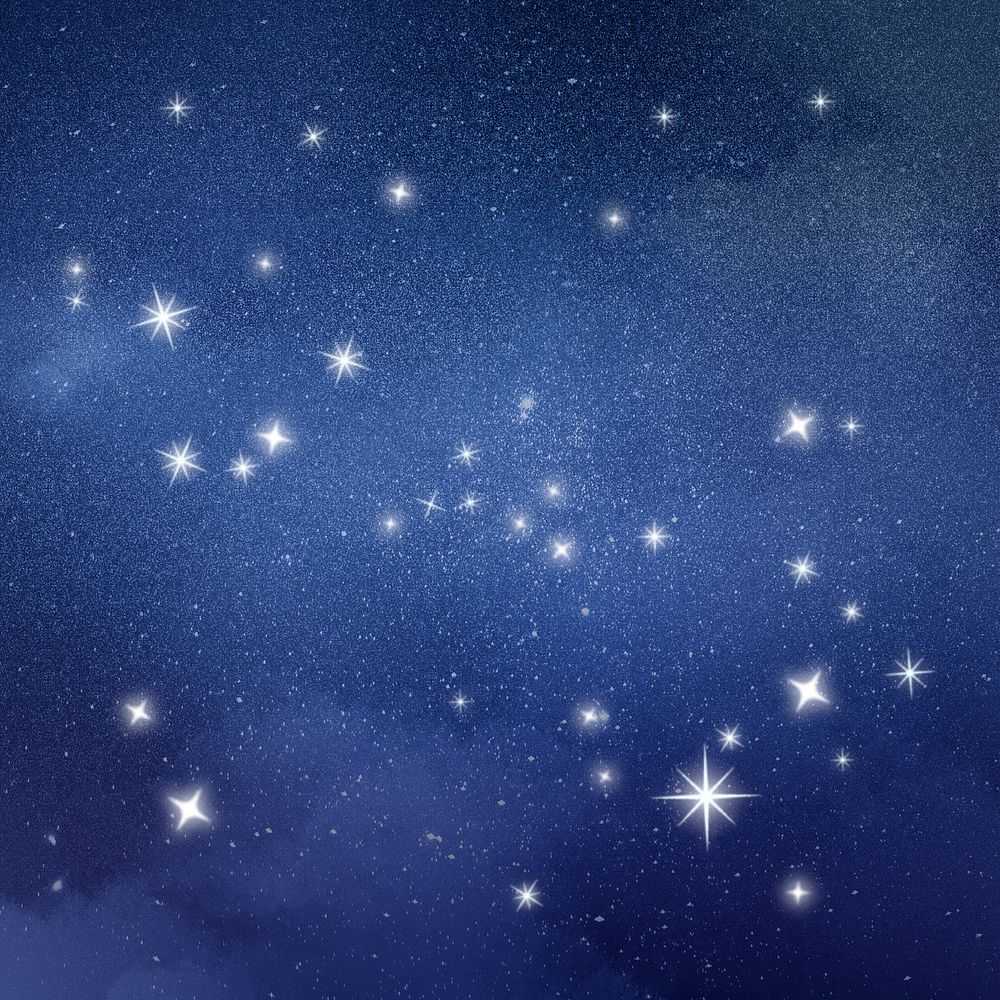 Starry night sky background, glittering design in dark blue background