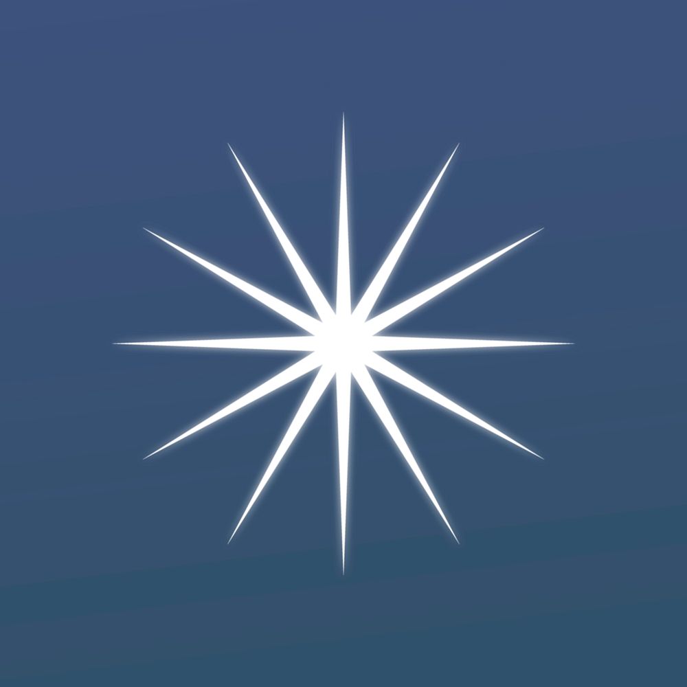 Light sparkle icon, white flat design vector graphic