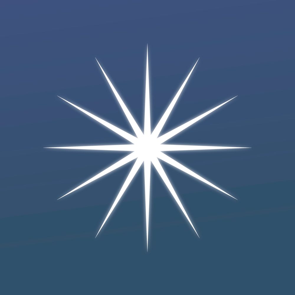 Light sparkle symbol, white flat design psd graphic