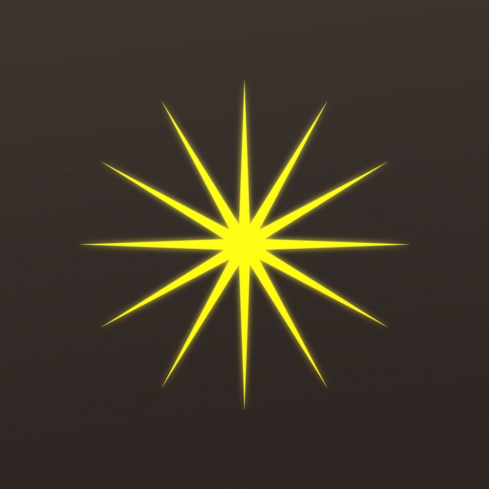 Gold star shine icon, yellow flat design psd graphic