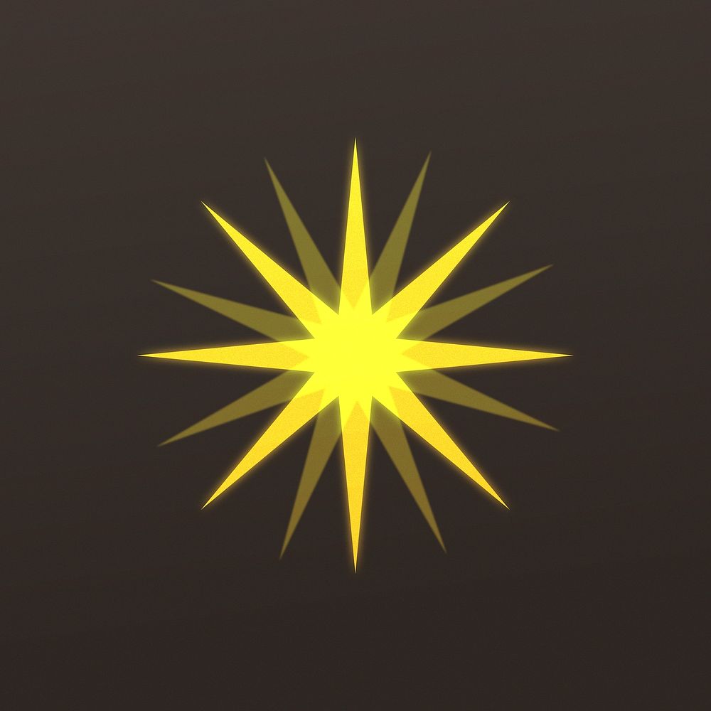 Sparkle star symbol, gold flat design psd graphic