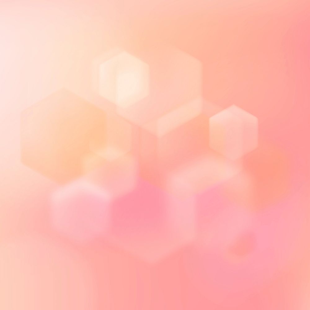 Pink bokeh background, geometric hexagon, for social media post vector