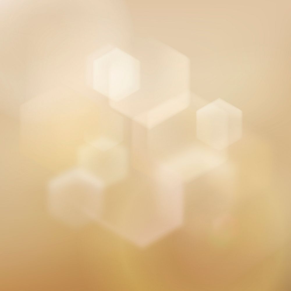 Gold bokeh background, geometric hexagon, for social media post vector
