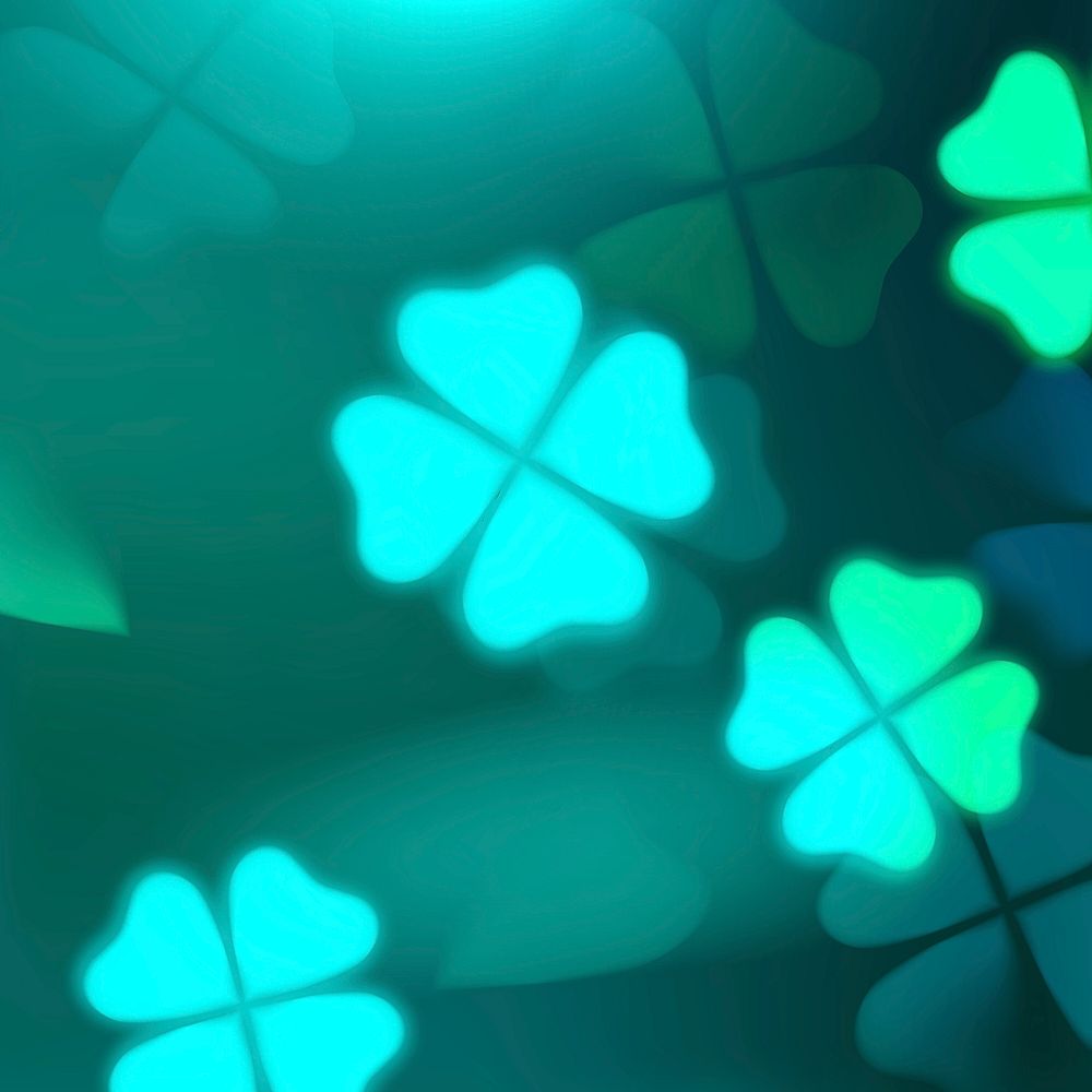 Green clover leaf bokeh background for social media post, good luck, St. Patrick&rsquo;s day
