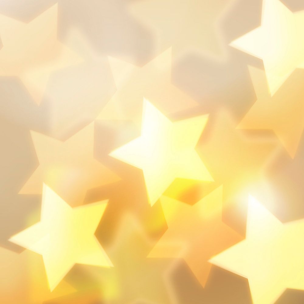 Yellow star bokeh, new year background for social media post vector