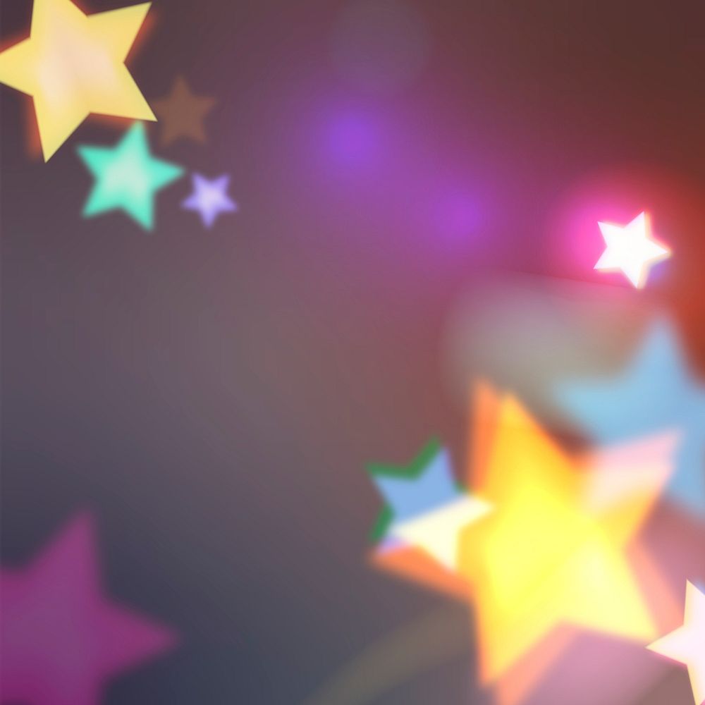 Colorful star bokeh background for social media post, party light design