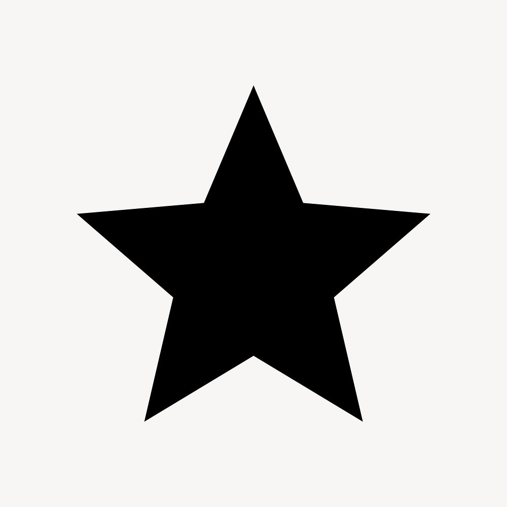 Black star sticker, collage element, flat graphic design vector