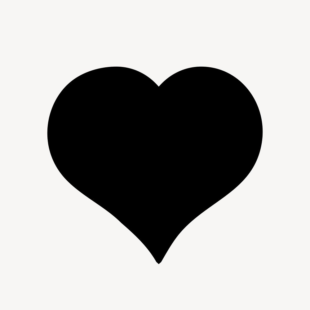 Black heart sticker, collage element, flat graphic design vector