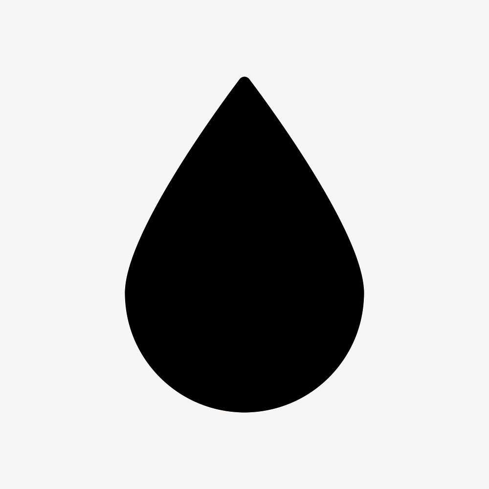 Black water drop shape sticker, collage element, flat graphic design psd