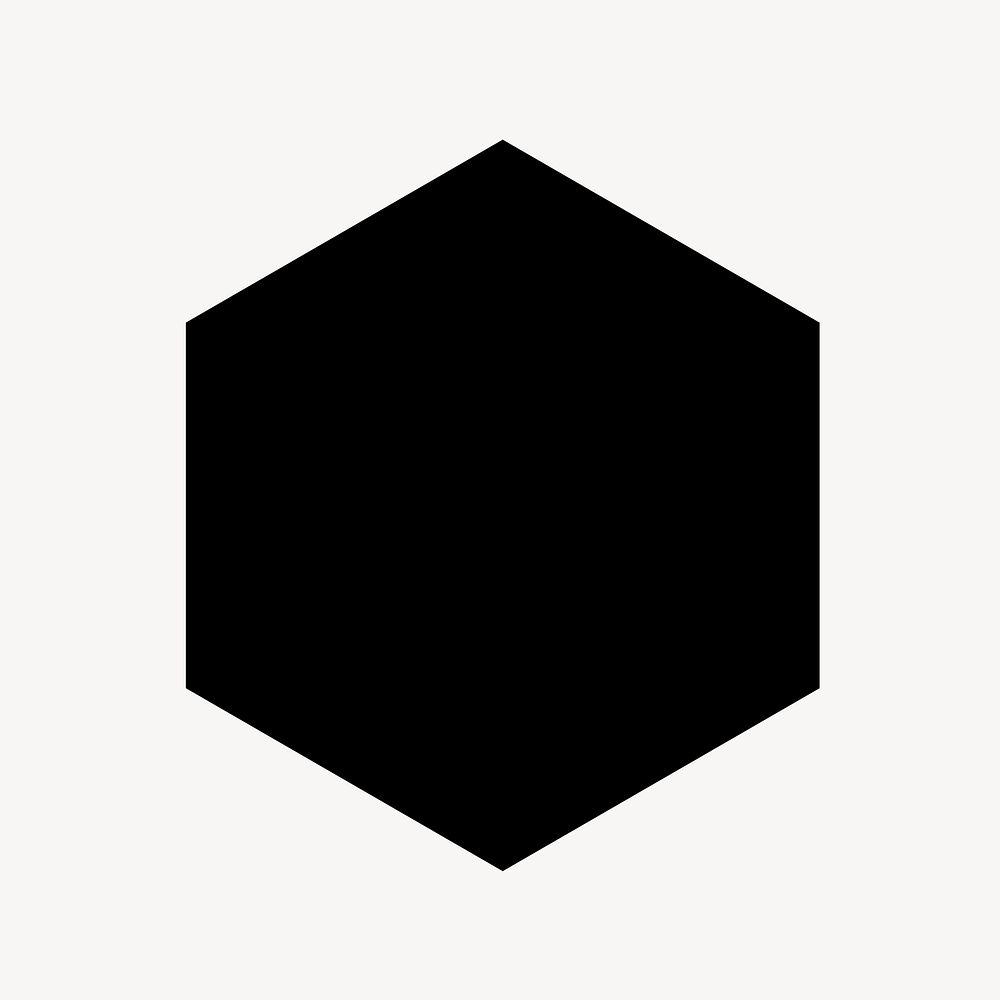 Hexagon geometric shape sticker, collage element, black flat graphic design psd