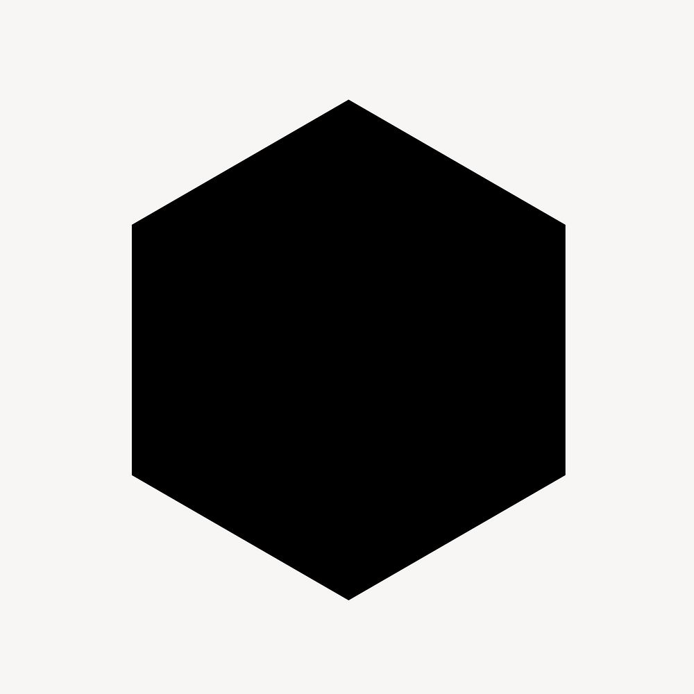 Hexagon geometric shape sticker, collage element, black flat graphic design vector