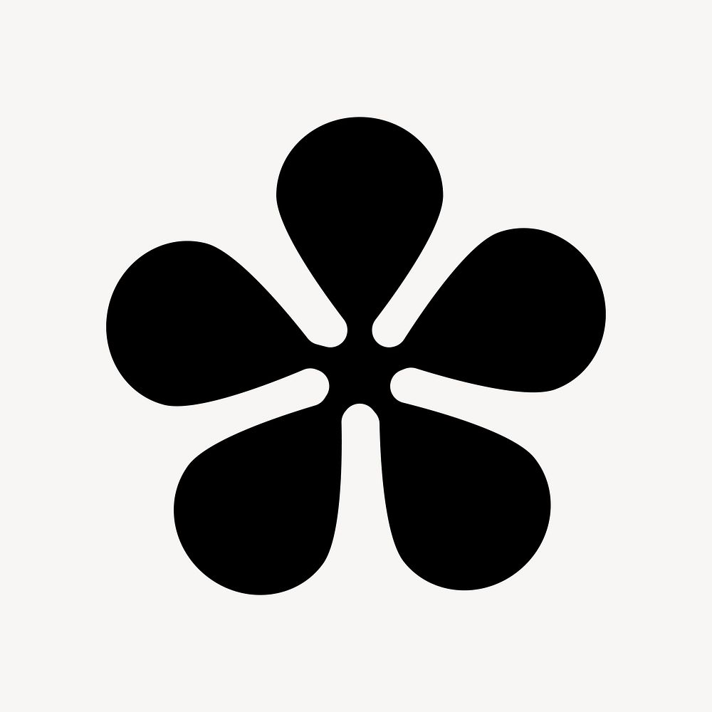 Flower shape sticker, black flat graphic vector