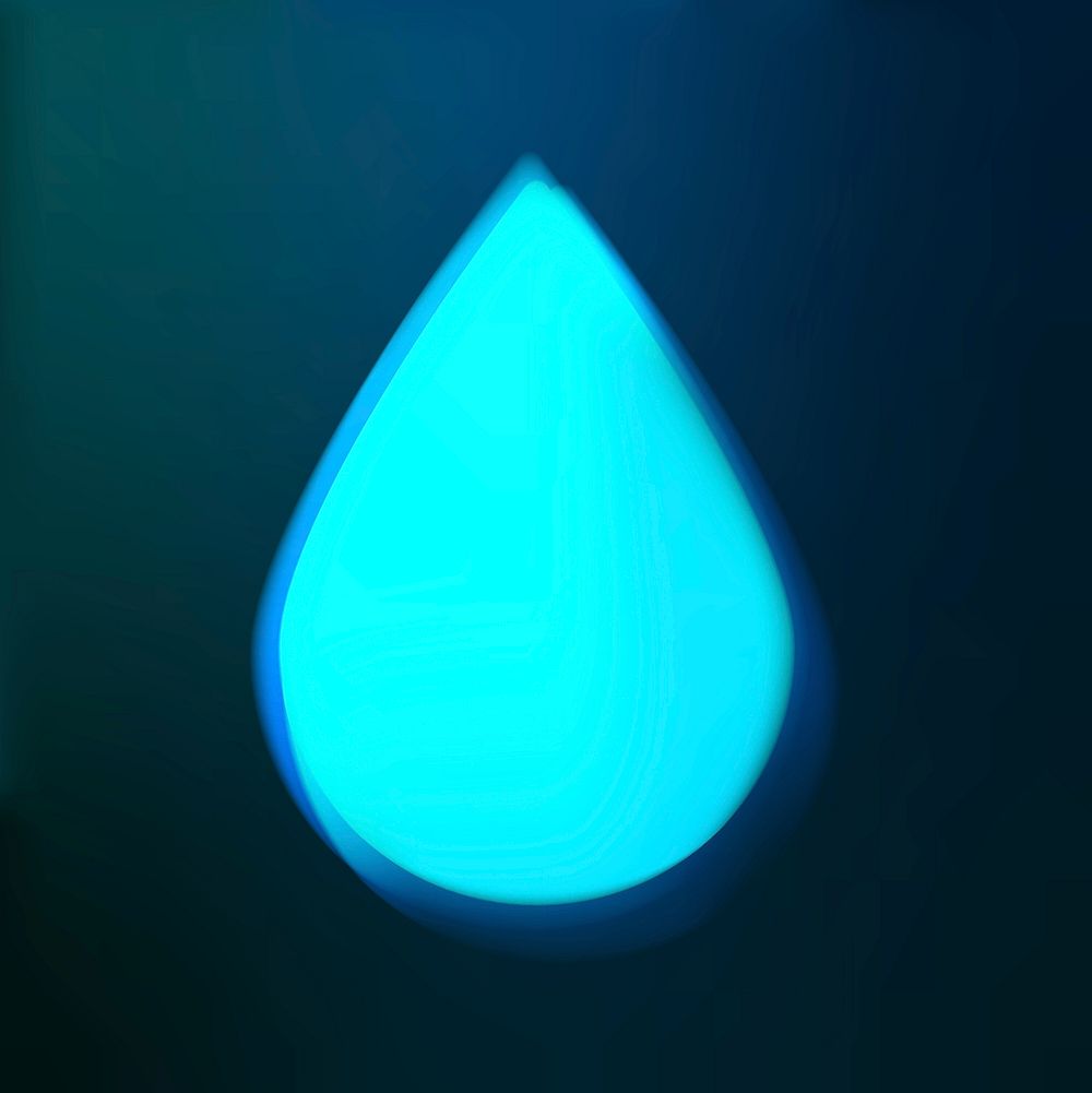 Blue gradient water drop clipart, glowing design vector