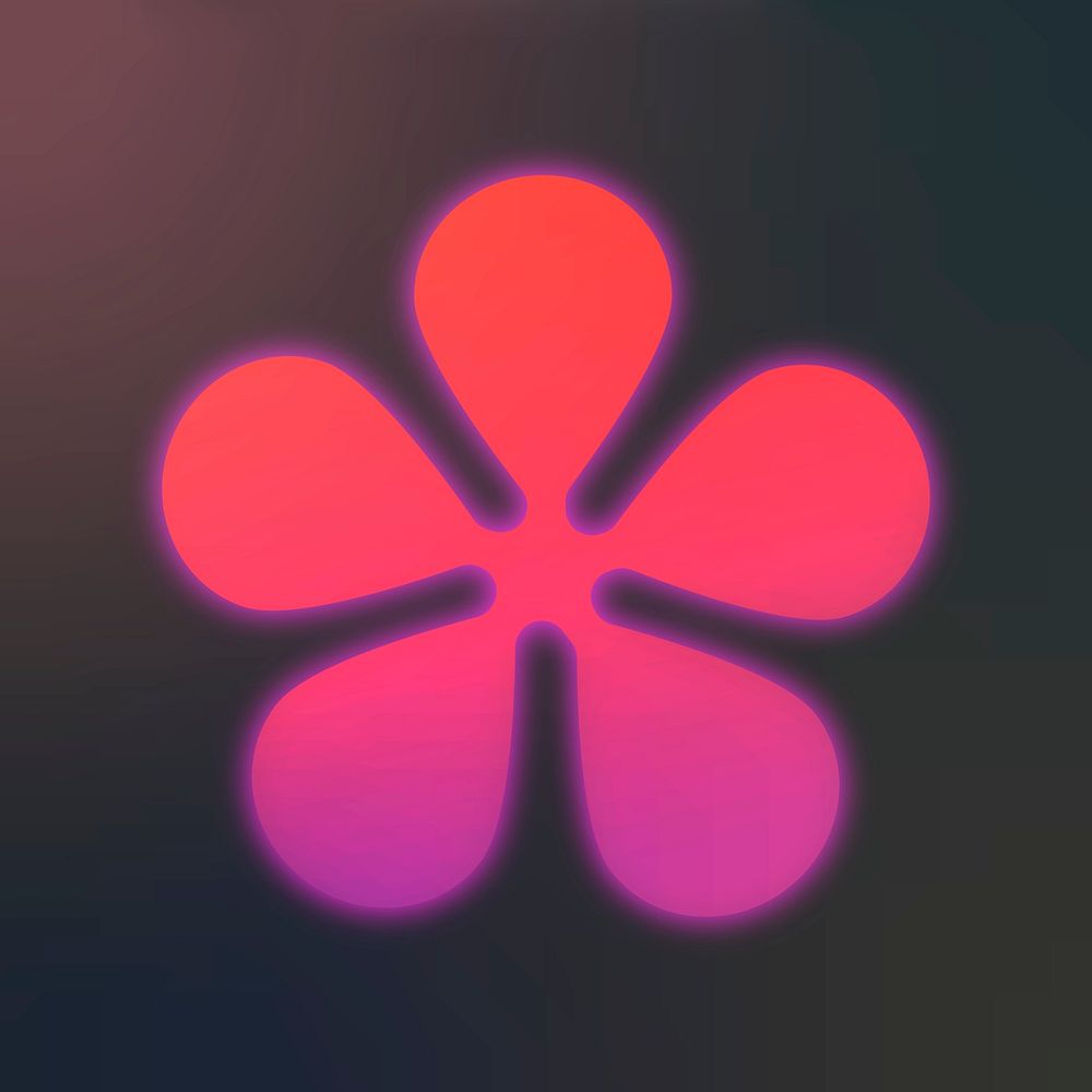 Pink gradient flower shape clipart, glowing design psd