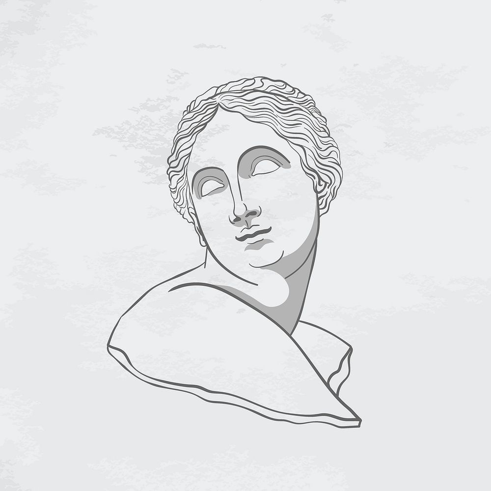 Classical sculpture illustration, monoline drawing of Venus