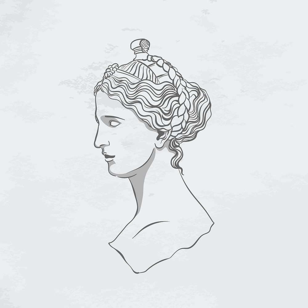 Classical sculpture illustration, monoline drawing of Demeter