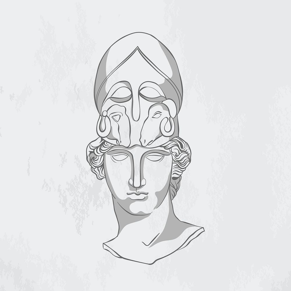 Greek god logo element, aesthetic line art Ares illustration vector