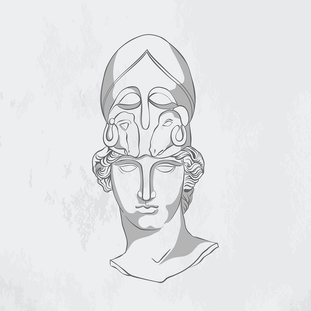 Greek god logo element, aesthetic line art Ares illustration psd