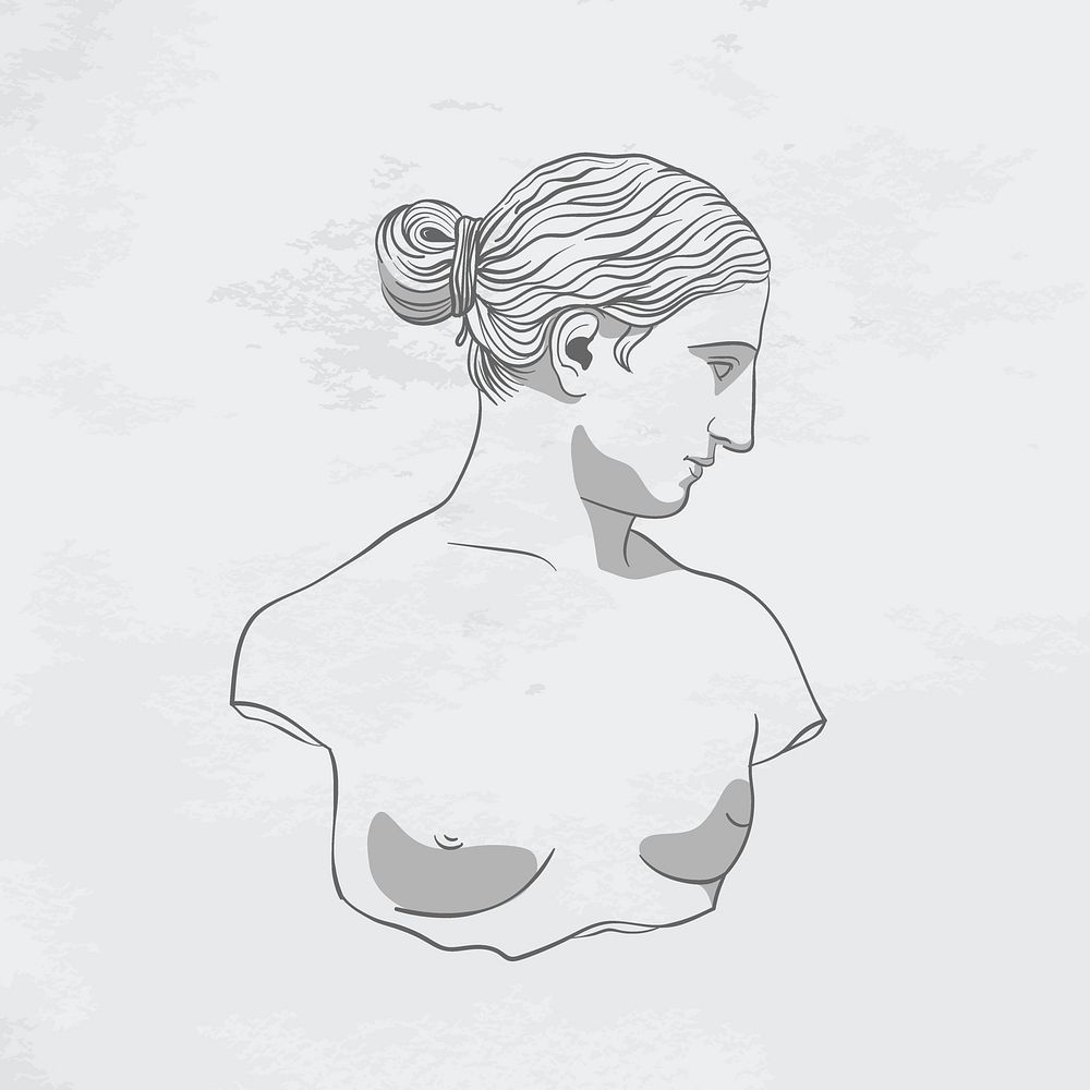 Greek woman logo element, line art design vector
