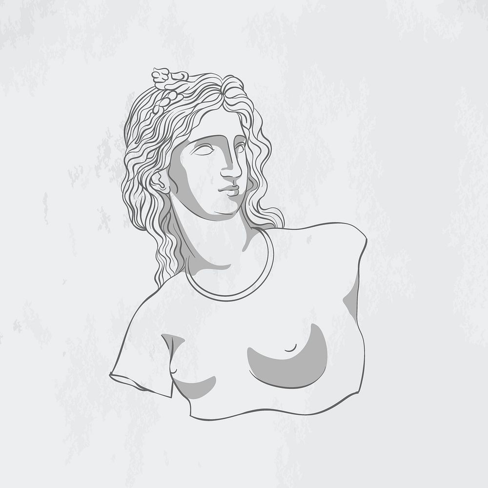 Greek woman logo element, line art design vector