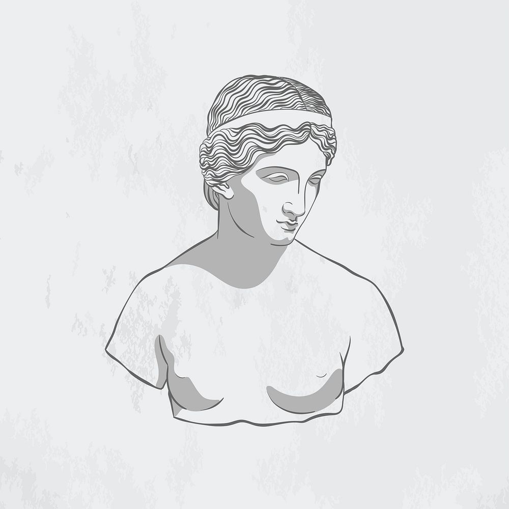 Greek woman logo element, aesthetic line art Daphne illustration psd