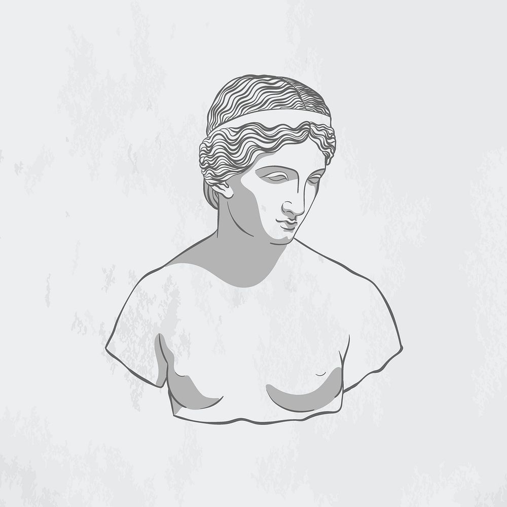 Greek woman logo element, aesthetic line art Daphne illustration vector