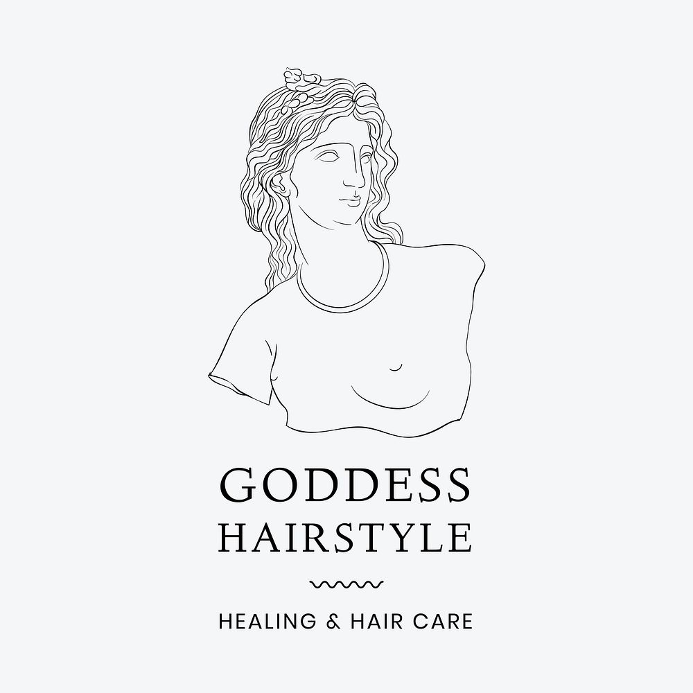 Aesthetic hair salon logo template, line art design vector