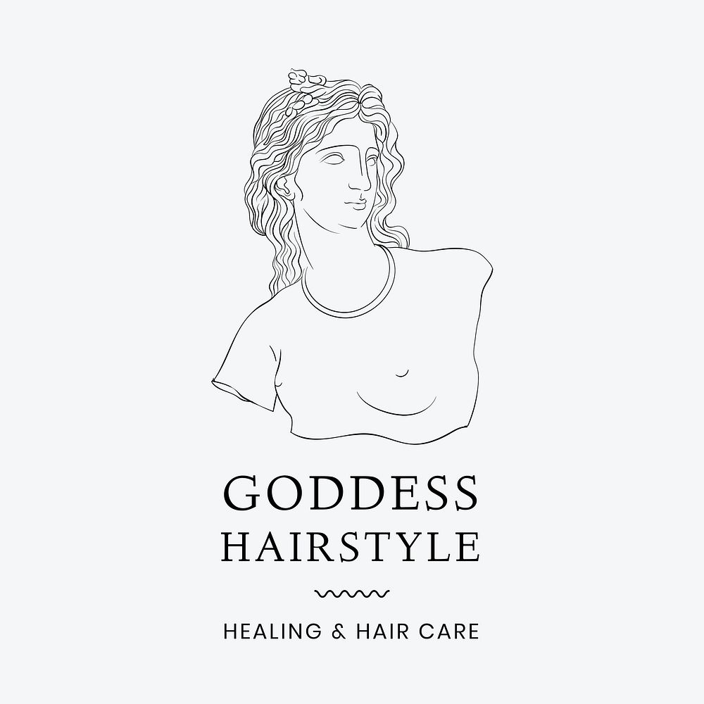 Aesthetic hair salon business logo template, line art design psd