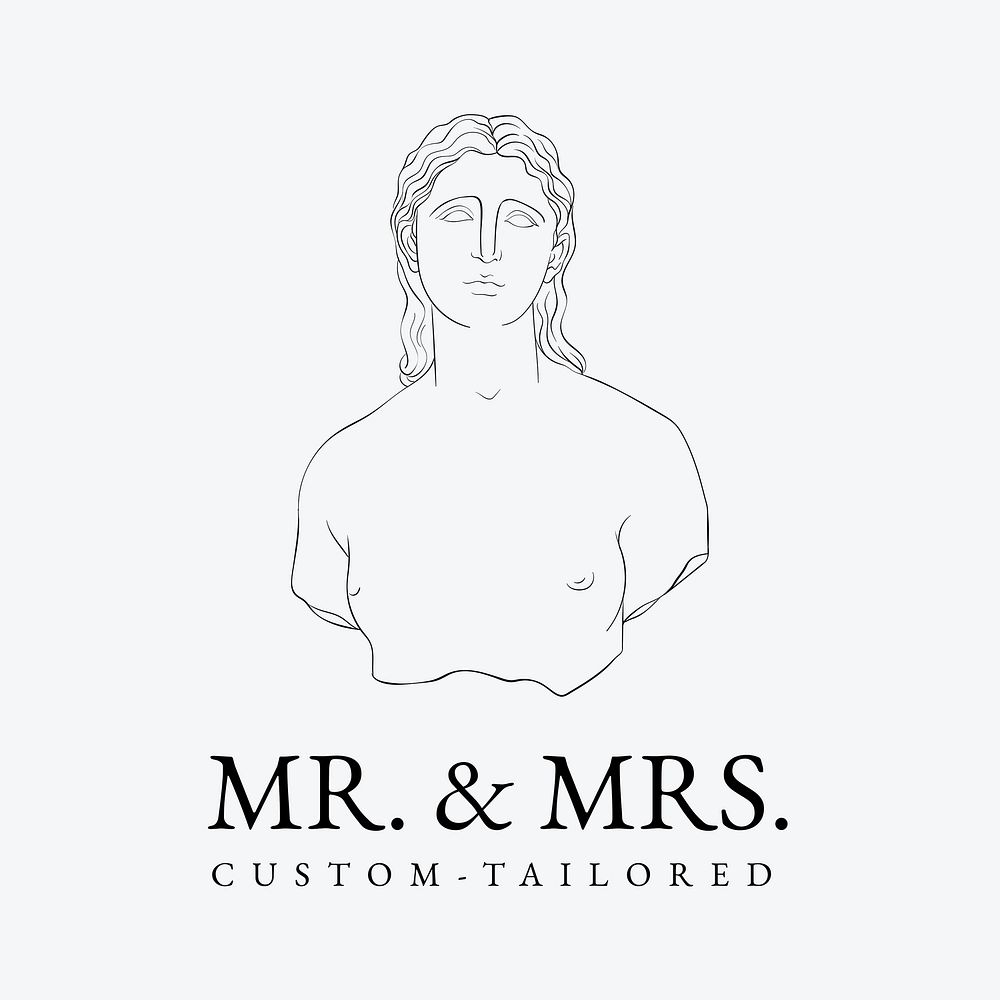 Greek statue logo template, aesthetic tailoring business design vector