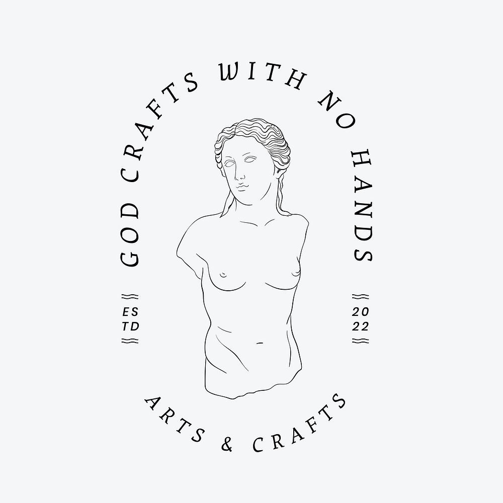  Art & craft business logo template, line art design vector