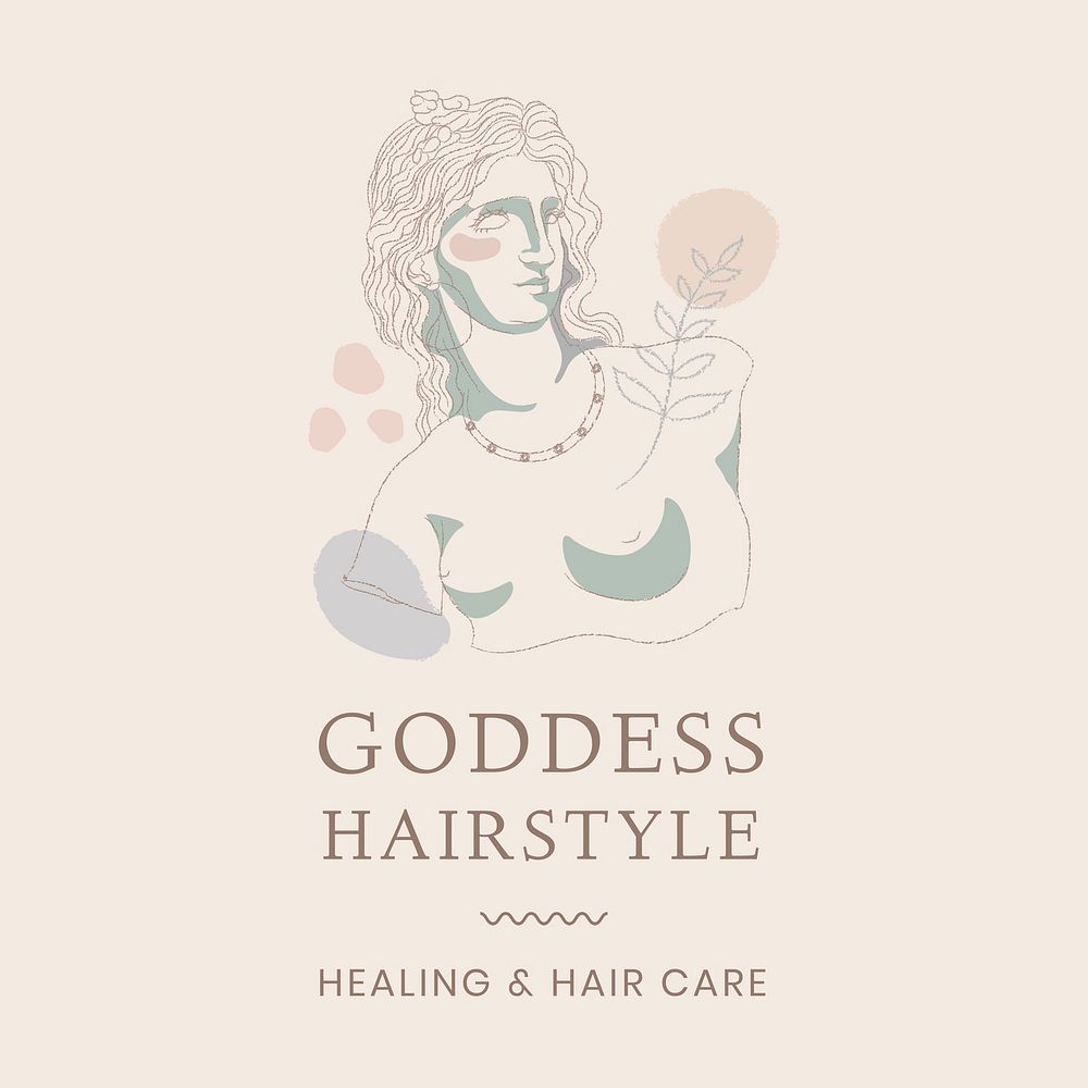 Aesthetic hair salon business logo template, feminine line art design psd