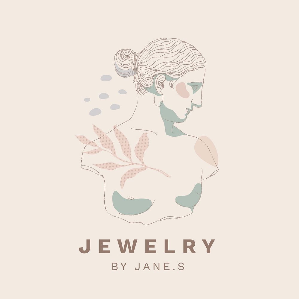 Aesthetic fashion business logo template, feminine line art design psd